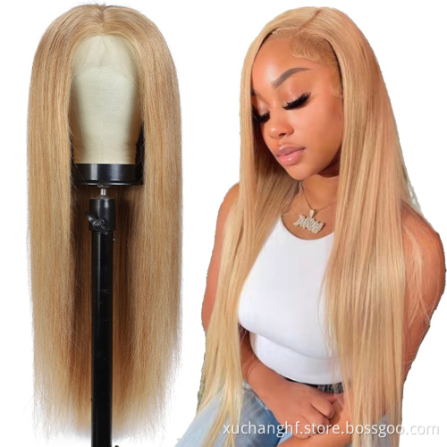 Color 27 Body Wave Lace Front Wigs Transparent 13X4 Lace Closure Wigs Remy Brazilian Human Hair Honey Brown Wigs